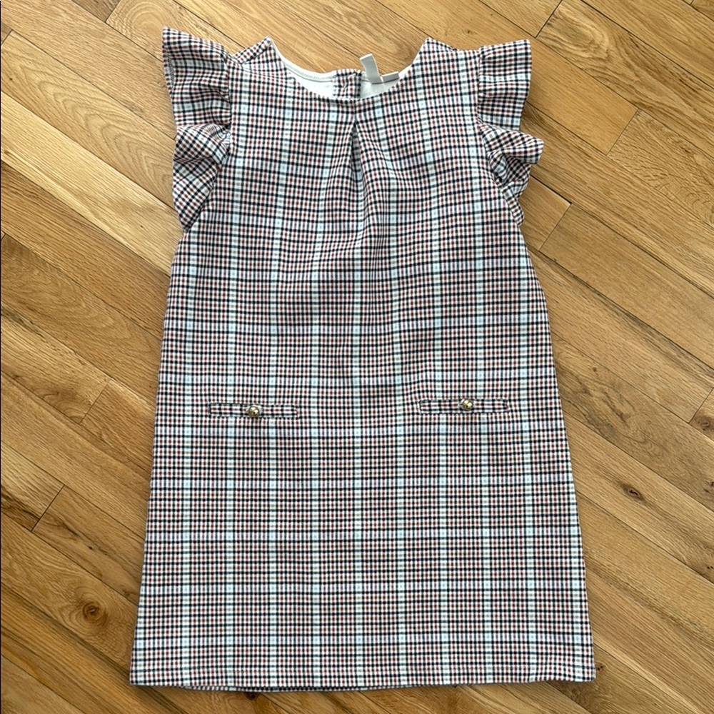 5 for $25! Janie and Jack Pink, Black and White Plaid Flutter Sleeve Dress